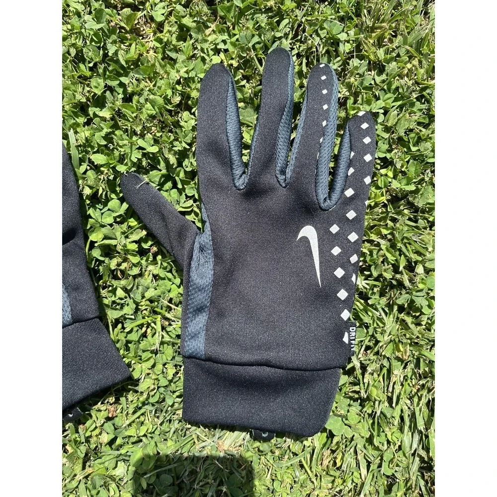 Nike Running Gloves Mens Large Black‎ Dri-FIT Full Finger Training Grip Warm